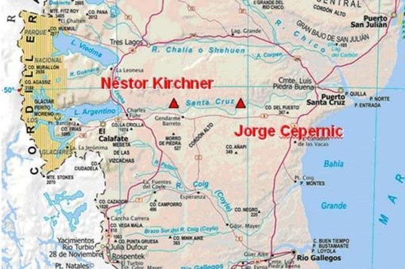 Ubicación geográficas de las obras en el Sur de Argentina
