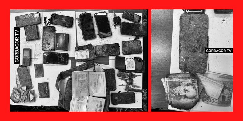Los elementos que el gobierno de Azerbaiy&aacute;n exhibi&oacute; despu&eacute;s de la explosi&oacute;n del tanque de combustible.